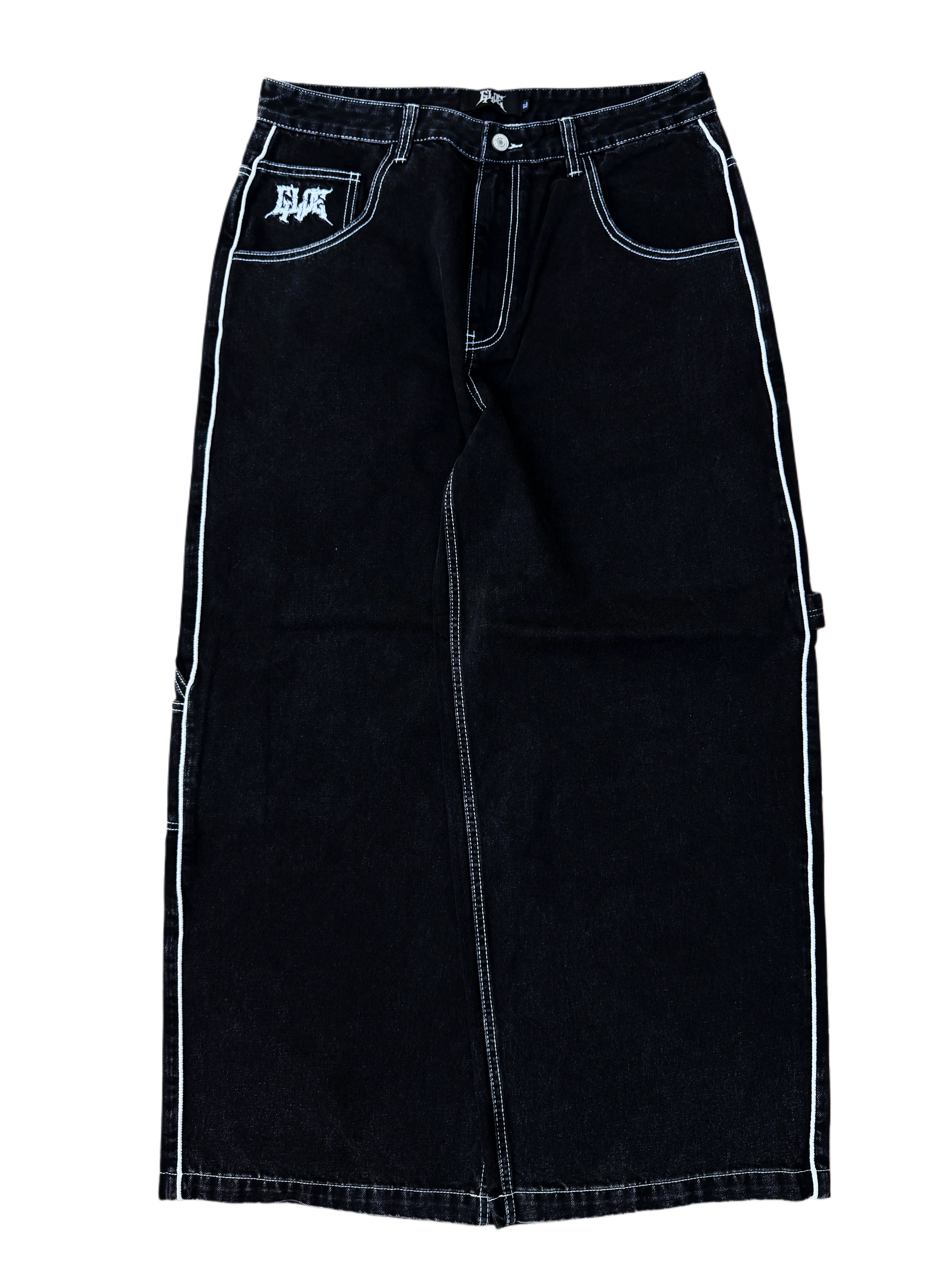 Black Wide Leg GLOE Spray Can Carpenter Jeans V2 - Image 2