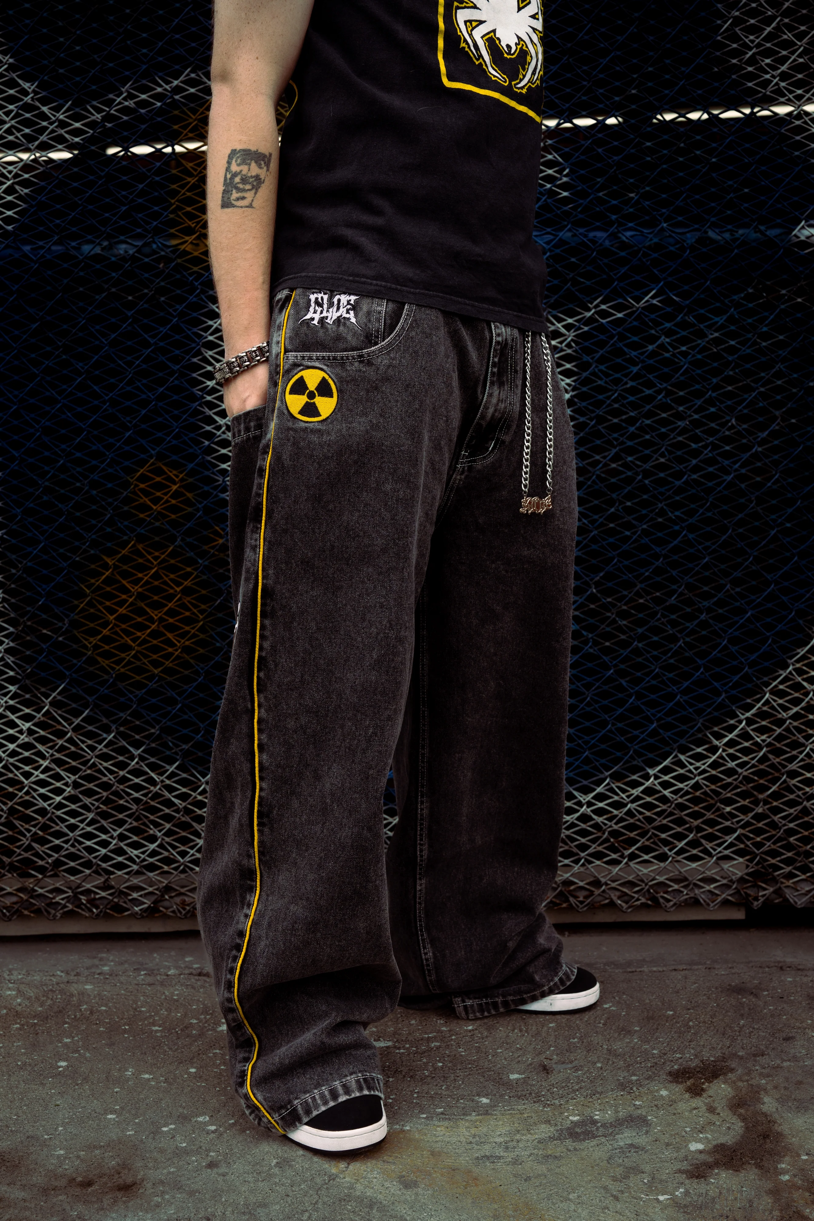 Black Wide Leg GLOE Nuke Jeans - Image 4