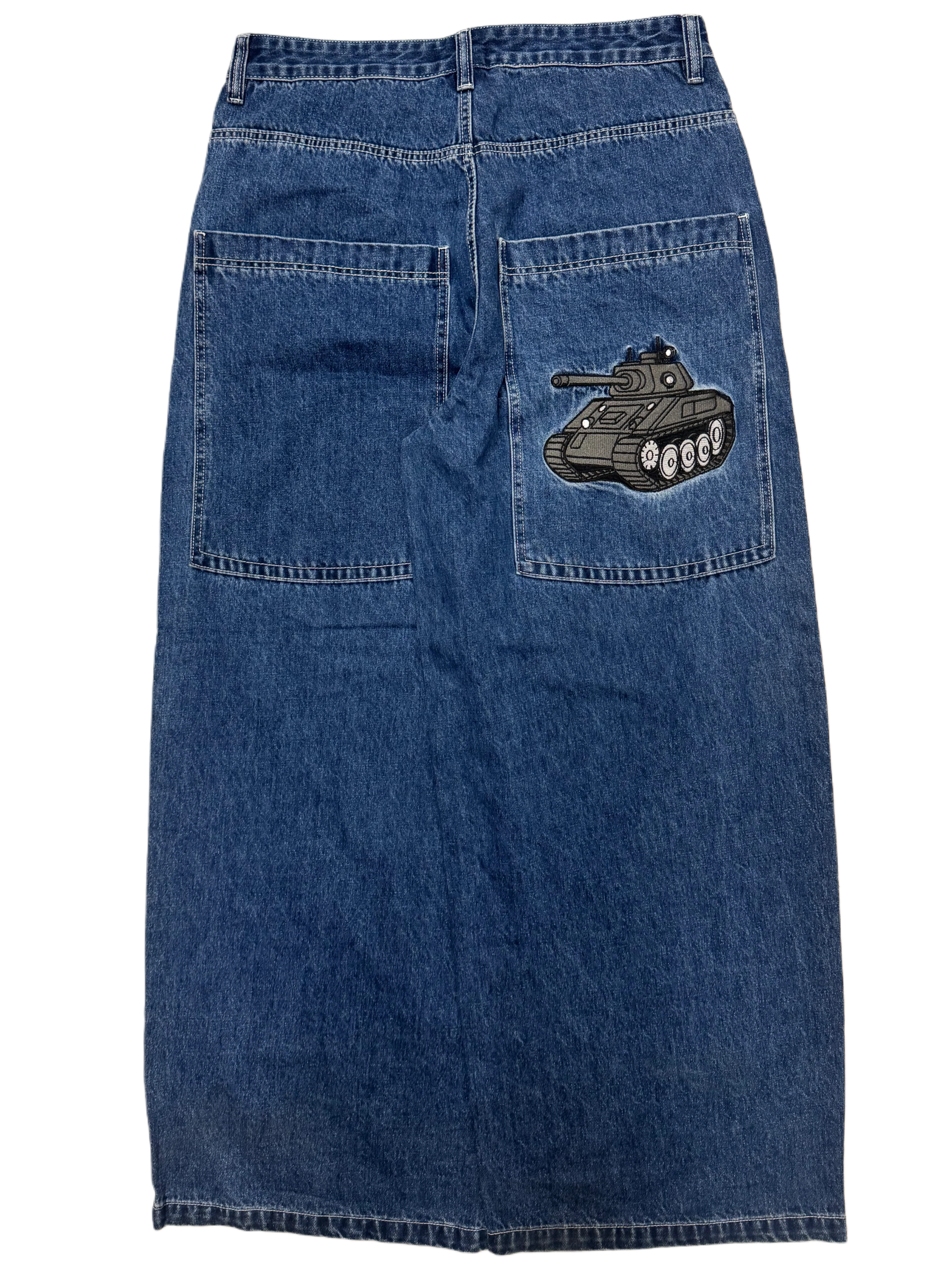 Blue Wide Leg GLOE Tank Jeans