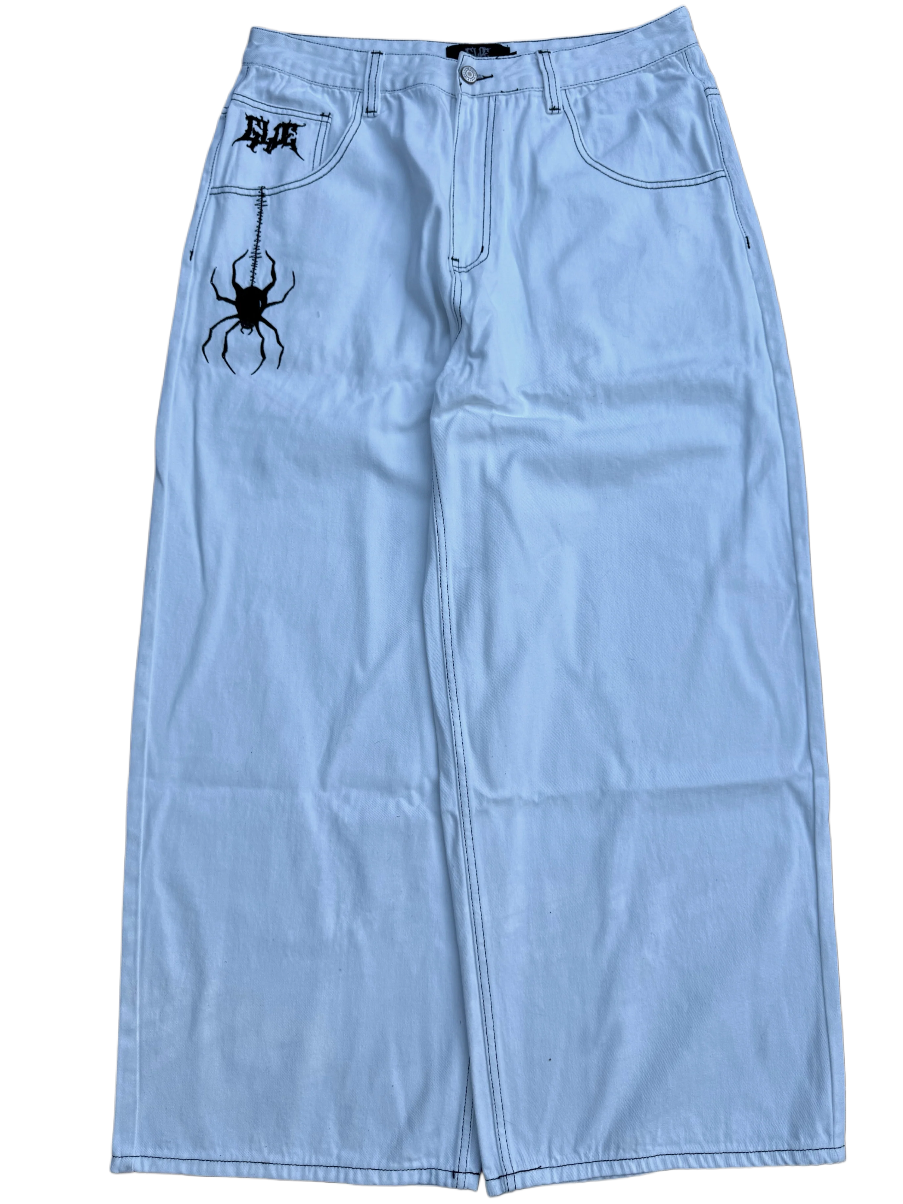 White Wideleg GLOE Spider Jeans - Image 2